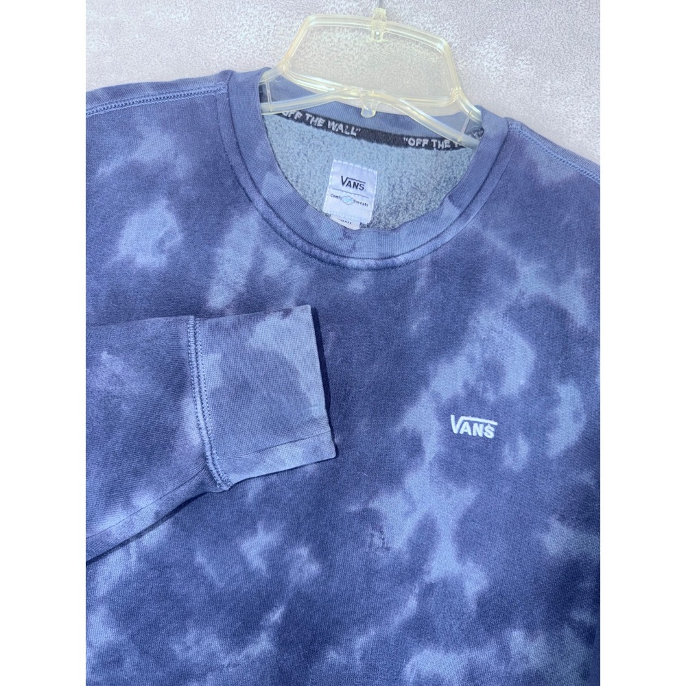 Vans ComfyCush Sweats Men's Small Blue Tie Dye Crewneck Pullover Sweatshirt